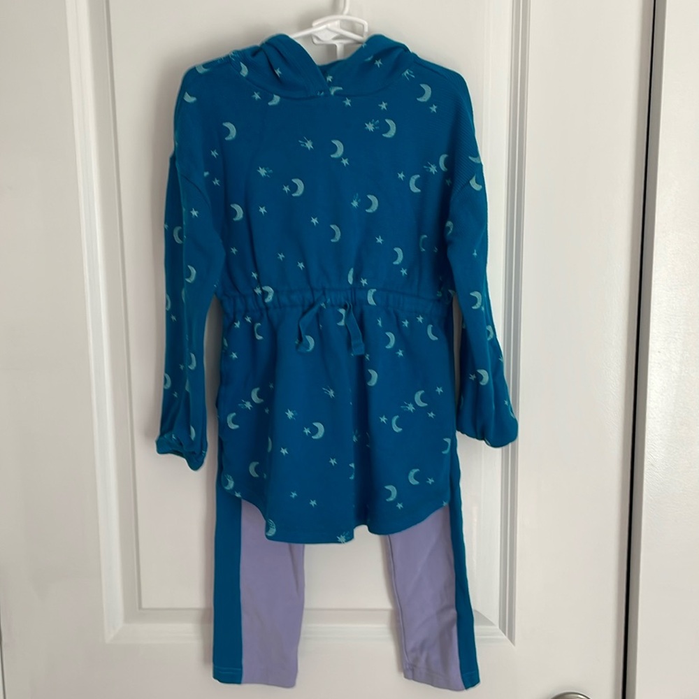 Hanna Andersson waffle knit hooded sweater dress and matching leggings set